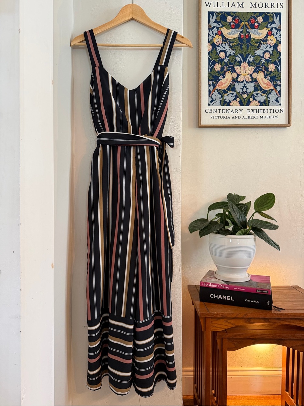 Lucca Couture Striped Romper | Black, Rose & Camel | Boho 70s | Large